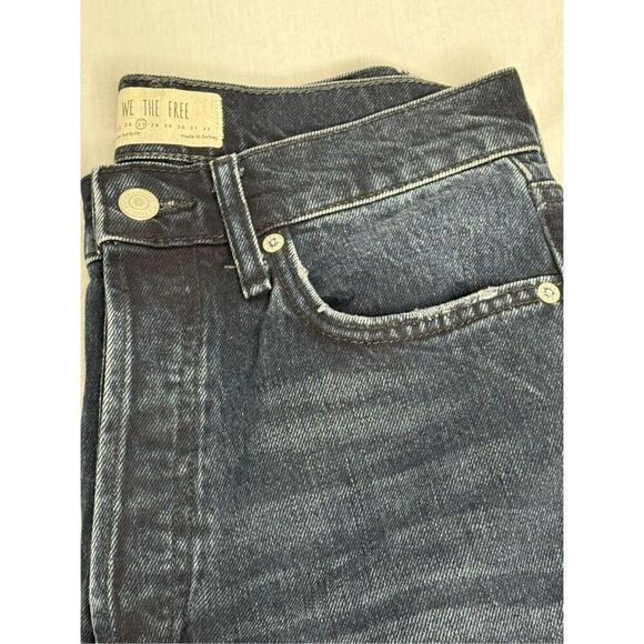 Free People We the Free Stella dark wash distressed button fly skinny jeans size - Picture 14 of 16